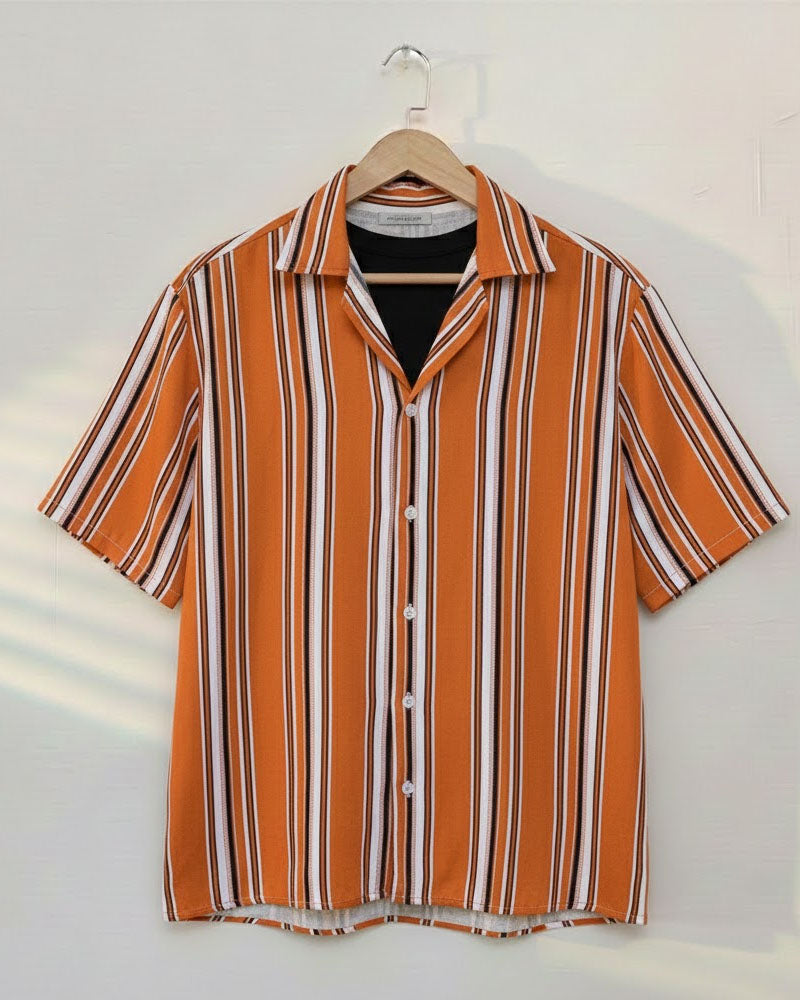 Mustard Striped Printed Shirt - MS091