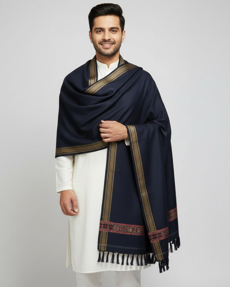 Navy Blue Traditional Shawl