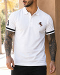 Knitted Textured Off-White Embroidered Polo Shirt