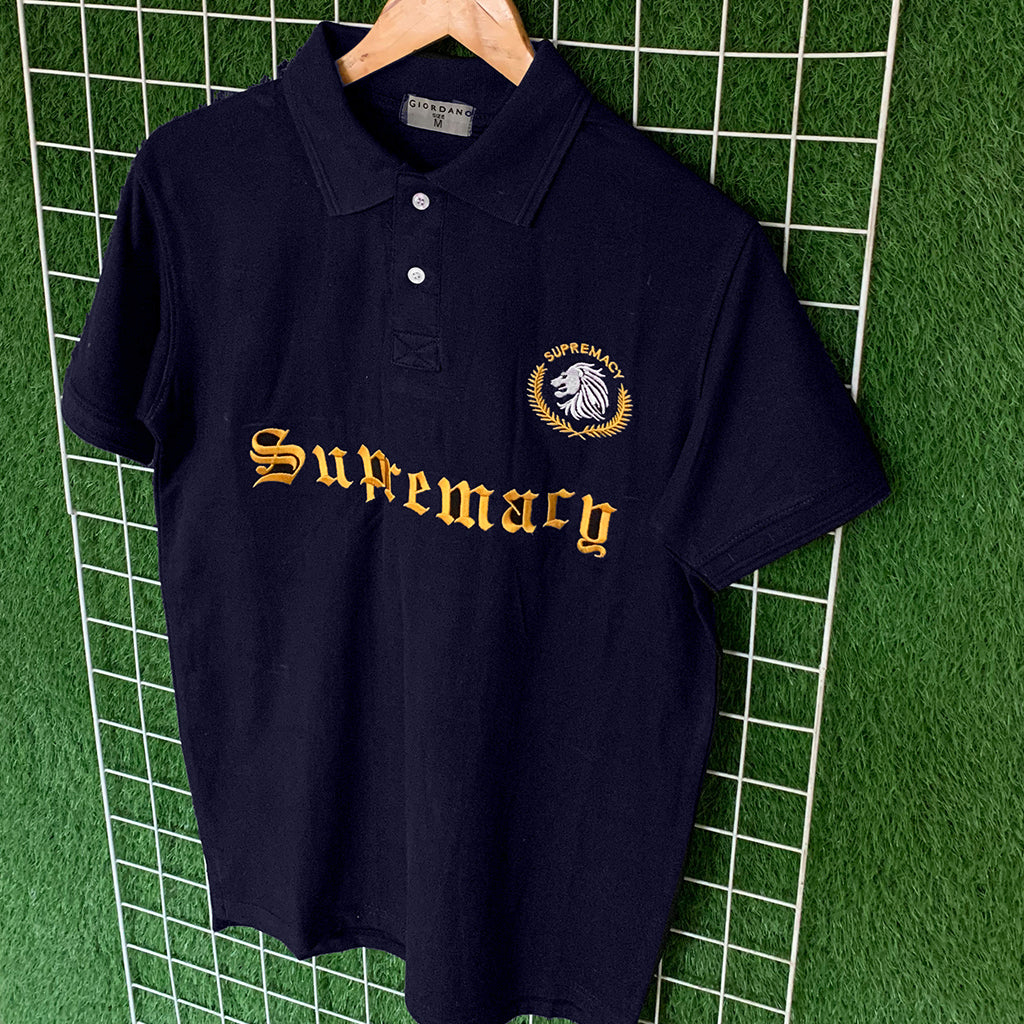 Navy Supremacy Embroidered Polo Shirt