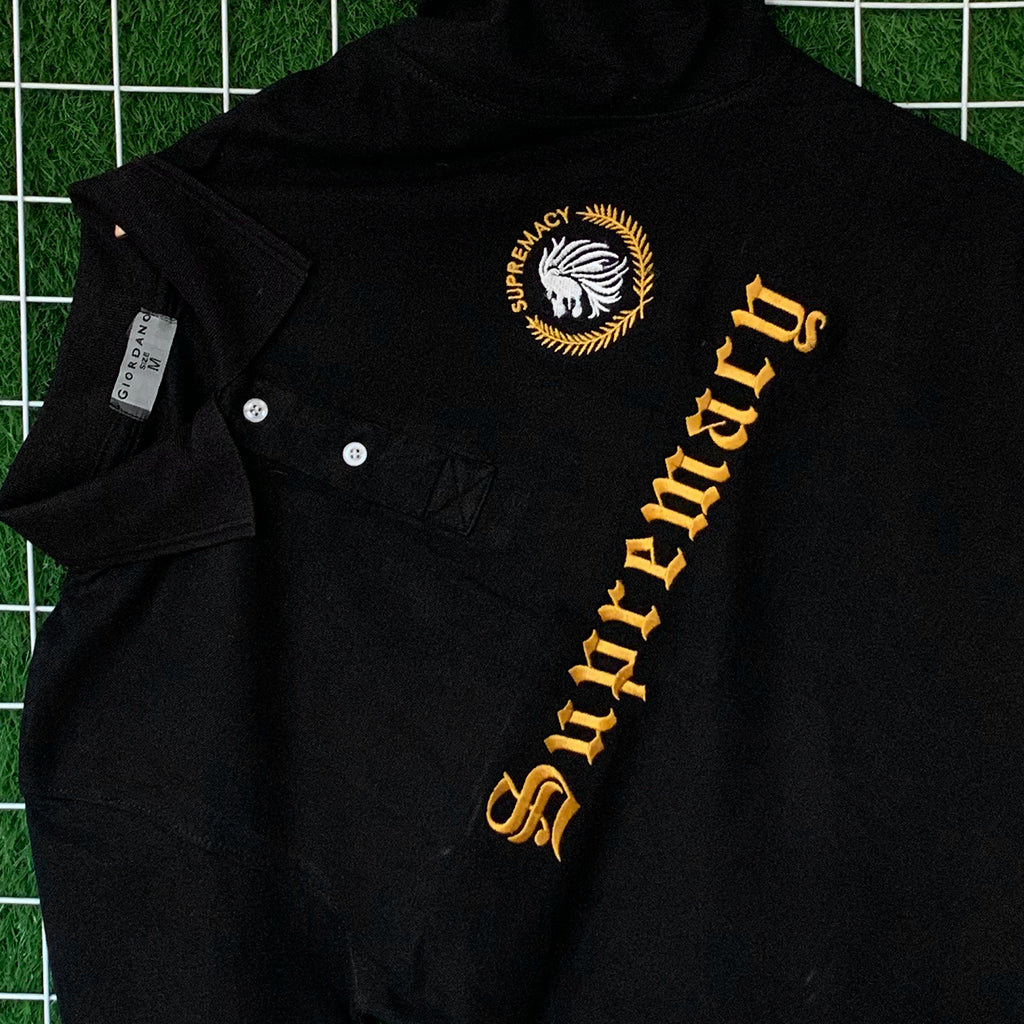 Black Supremacy Embroidered Polo Shirt