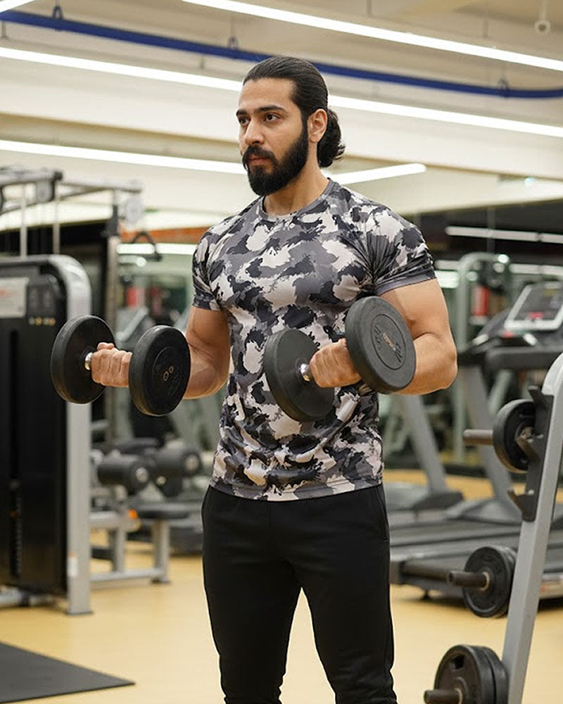 Dusty Camouflage Printed Dry Fit T-Shirt