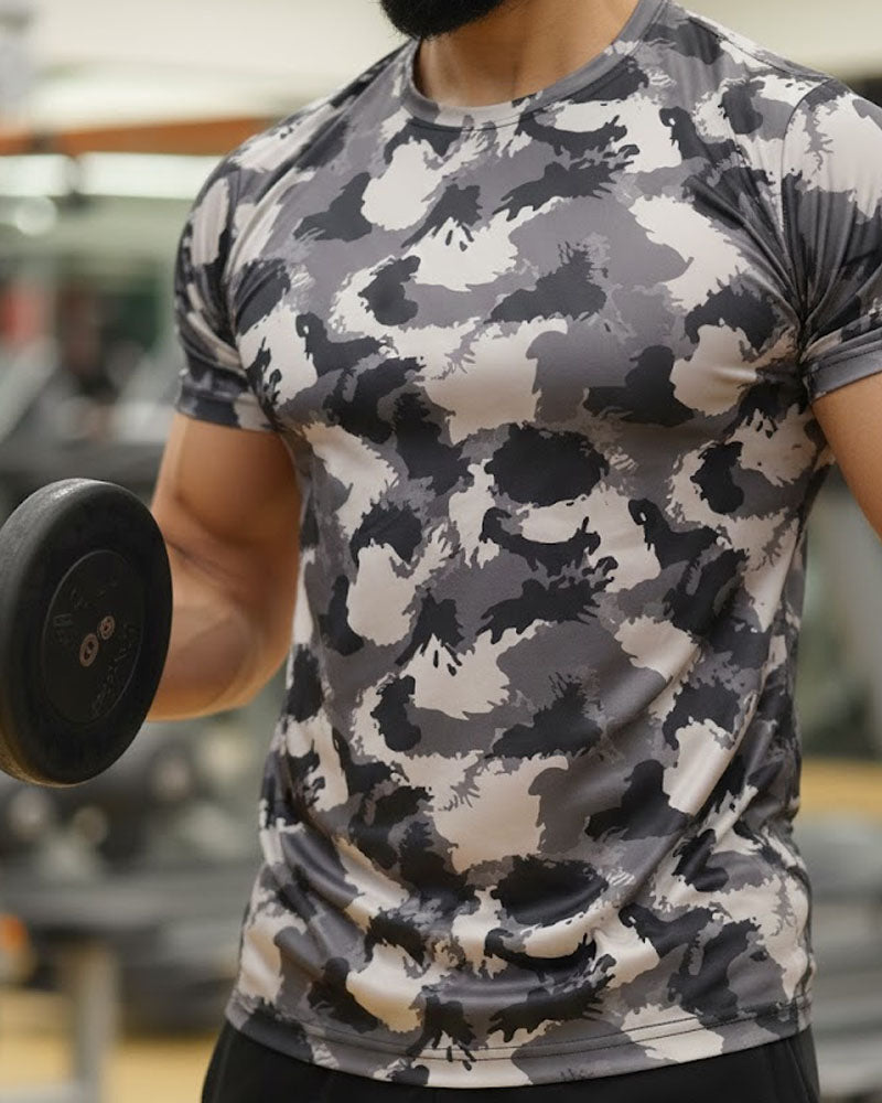 Dusty Camouflage Printed Dry Fit T-Shirt
