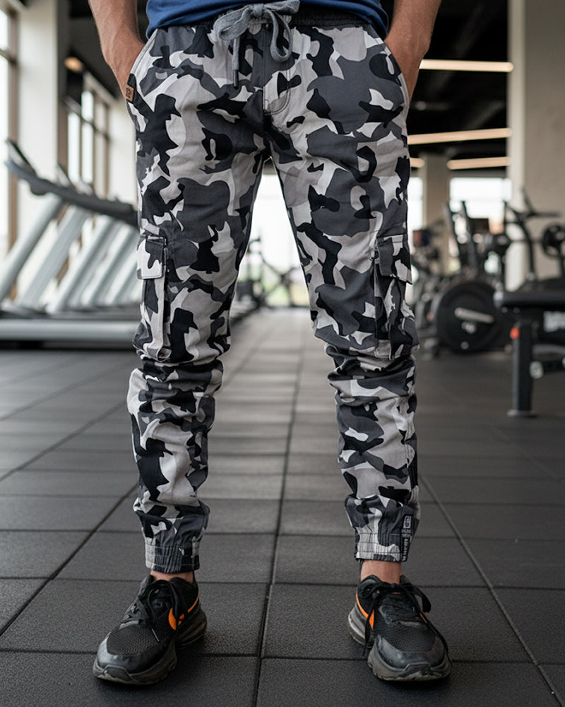 White & Grey Camo Cargo Pants