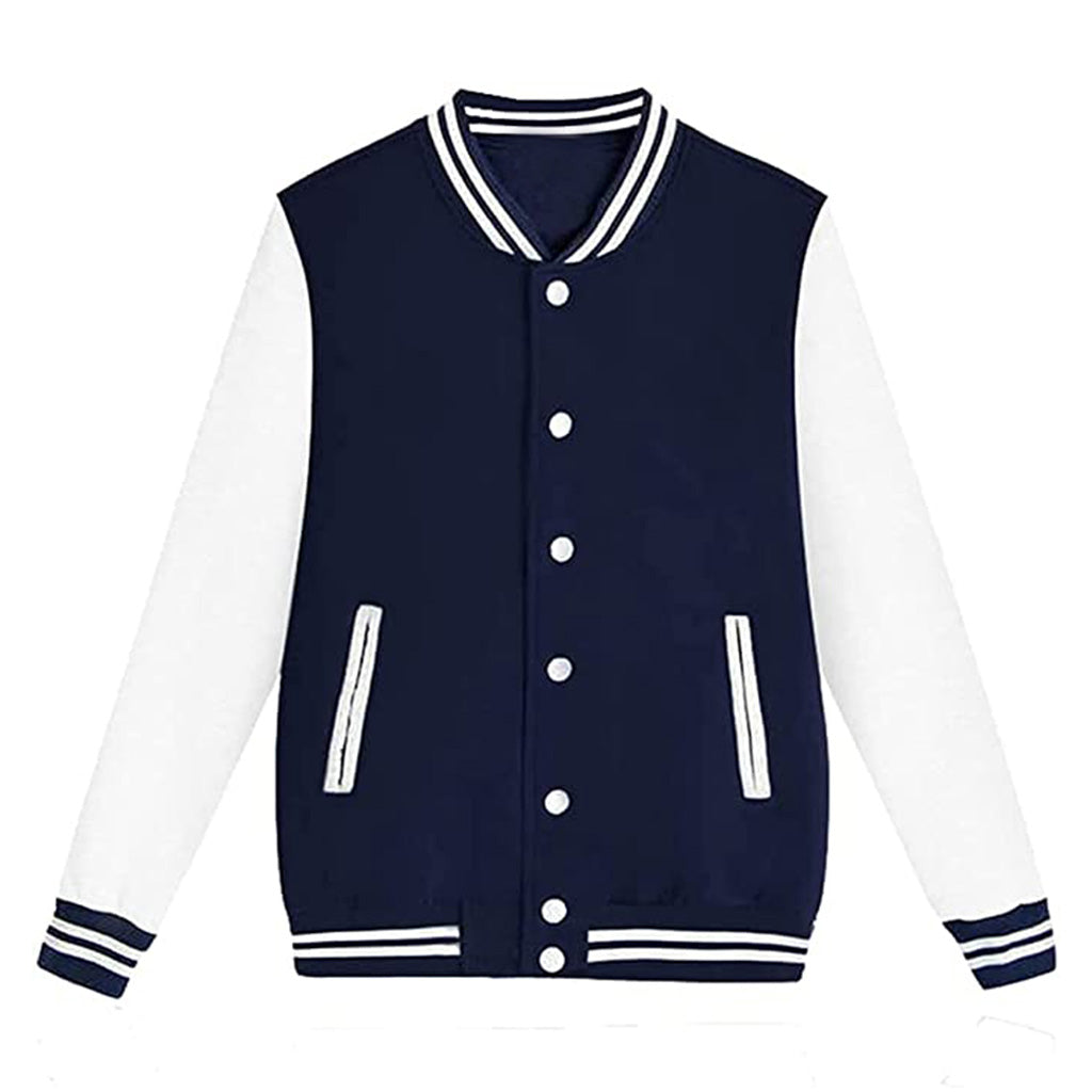 Unisex Baseball Jacket Navy Blue & White