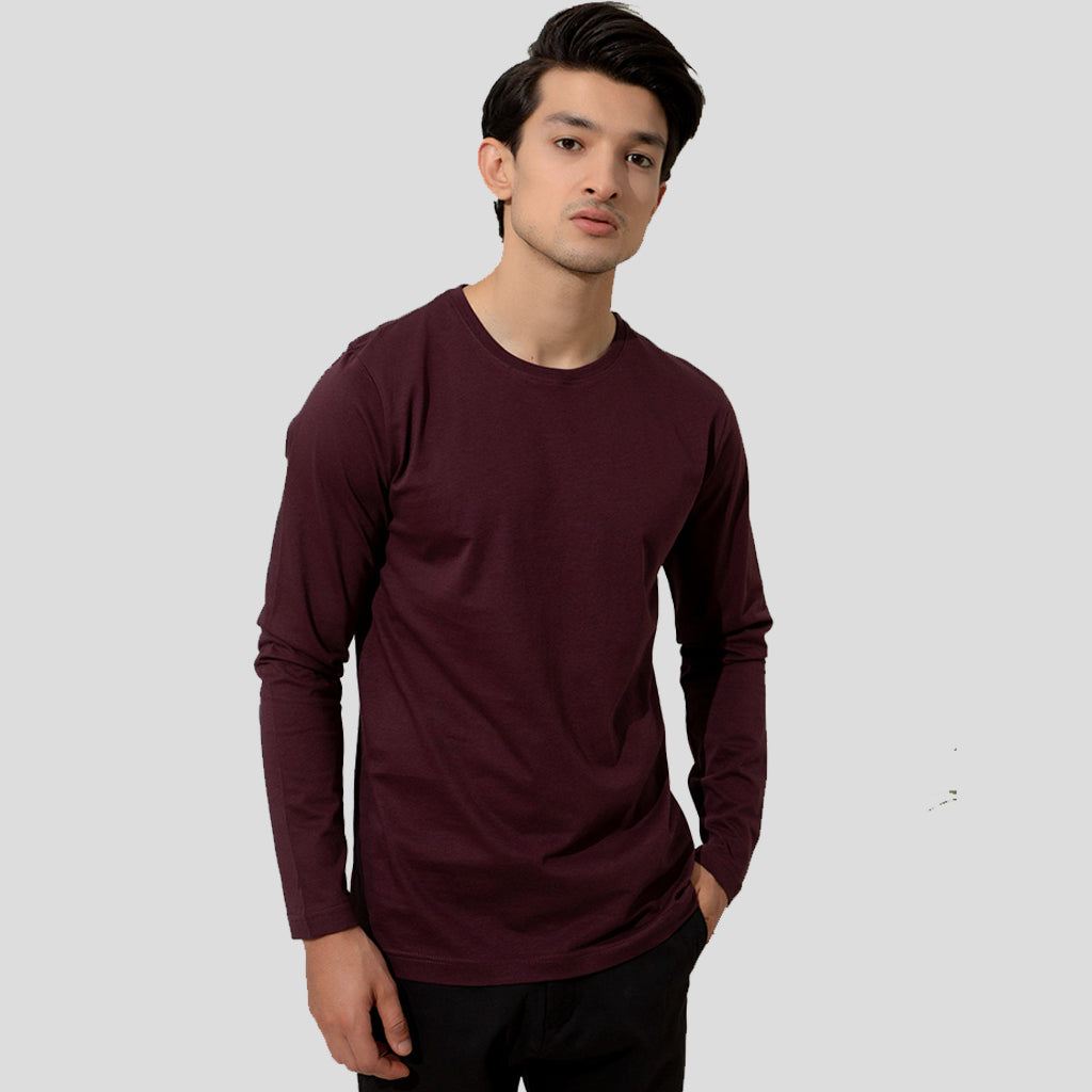 Full Sleeves Basic Maroon T-Shirt