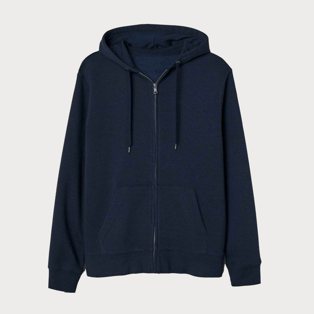 Basic Navy Blue Zipper Hoodie